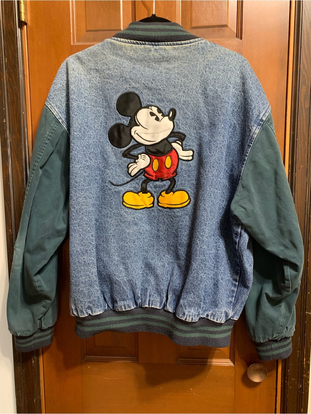 GENUS Denim Mickey Mouse Bomber Jacket